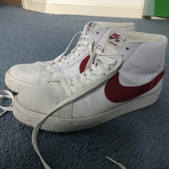 nike sb blazer mid white red